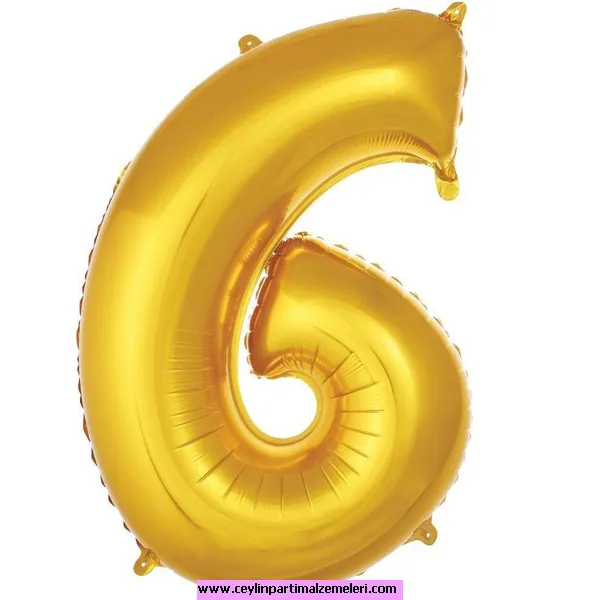 6 Rakam Gold Folyo Balon